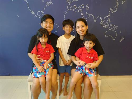 Monica Sham together with her 3 children. Monica Sham together with her 3 children.
